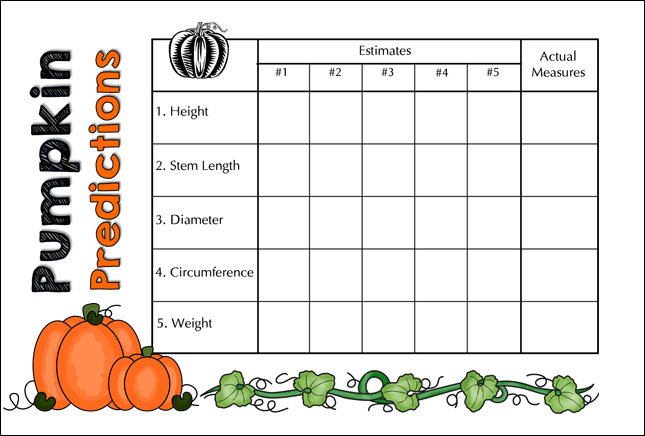 Pumpkin Weight Chart